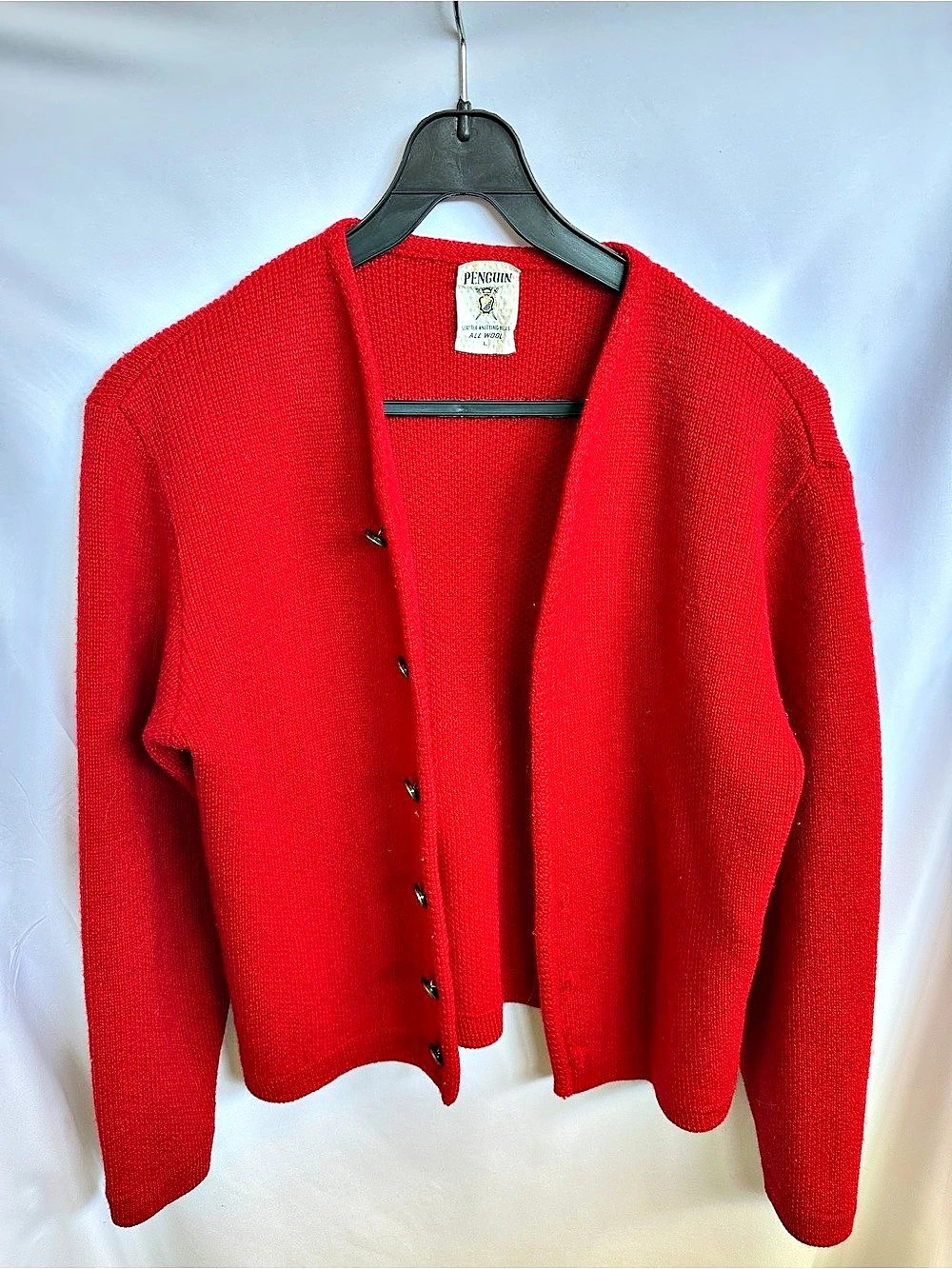 SKM Penguin Wool Red Wool Cardigan